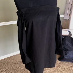 Theory Off the Shoulder Black Poplin Top XS/P